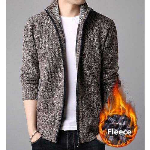 2019 Autumn Winter Mens Sweaters Casual Knitted Cardigan Fleece Coat Thick Warm Sweaters Cashmere Jacket Masculino Sweatercoat