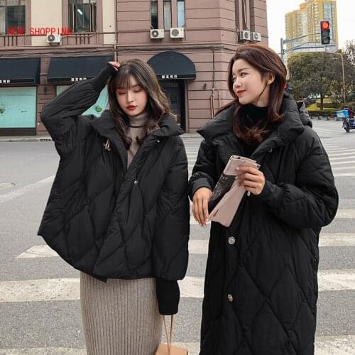 Horn Buttons Parkas Oversized Fashion Long Cotton Coats Women 2021 Winter Hooded Thick Jacket Loose Overcoat Korean Style White