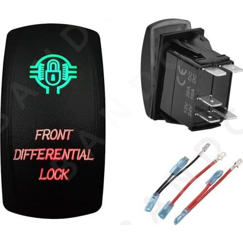 FRONT DIFF LOCK Rocker Switch Green&Red Led Lamp Laser Etched 5P ON-OFF SPST Switch for the ARB/Carling/NARVA ,Camping Car，Wires
