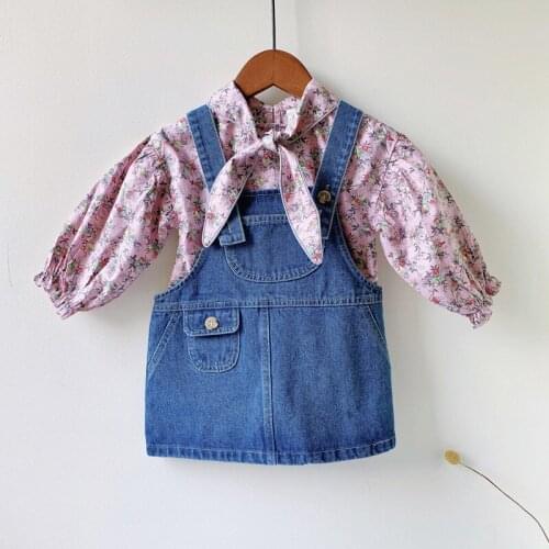 Baby Girl Dress Fashion Korean Style Denim Dresses For Girl Kids Clothing 1 2 3 4 5 6 Years Toddler Girl Dress Clothes 2020 New