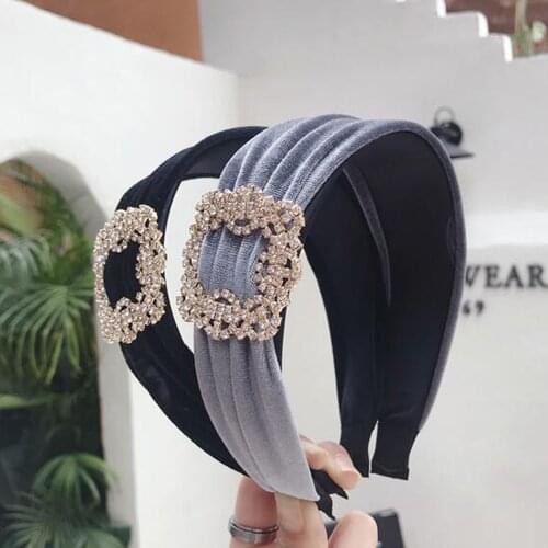 New Fashion Wide Side Headband Women Shining Floral Rhinestone Hairband Girls Classic Headwear Casual Top Hair Accessories