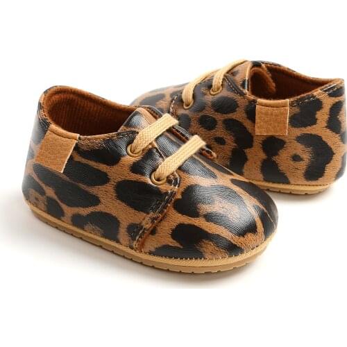 Pudcoco Baby Boys Girls Lace Up Sneakers Trendy Leather Crib Shoes Soft Rubber Sole Infant Moccasins