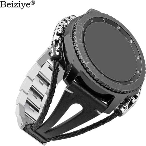 22mm Vintage Leather Watch Band For Samsung Galaxy Watch 46mm Replacement Bracelet Strap For Samsung Gear S3 Classic/S3 Frontier