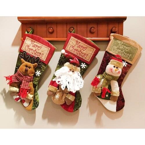 Christmas Stockings Leather Flannel Ornaments Boots Christmas Tree Pendant Party Home Decoration Supplies Candy Gifts Bags