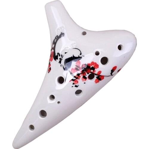 TNG Color Painting Ocarina 12 Hole Soprano F Soprano G Musical Instruments Ocarina Dolomite Ceramic Handmade Freehand Sketching