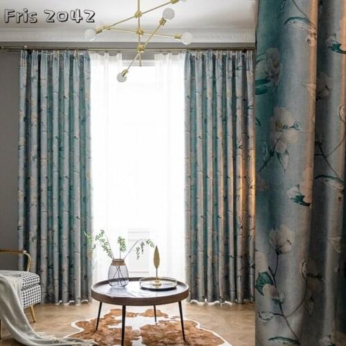 Nordic Modern Minimalist Big Flower Printing Blackout Curtains Finished Custom Curtains for Living Dining Room Bedroom