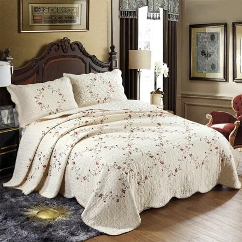 Jacquard Bedspreads Cotton Quilt Set 3pcs Quilts Embroidered Coverlets Bed Cover Pillow Shams King Queen Size Quilted Bedding