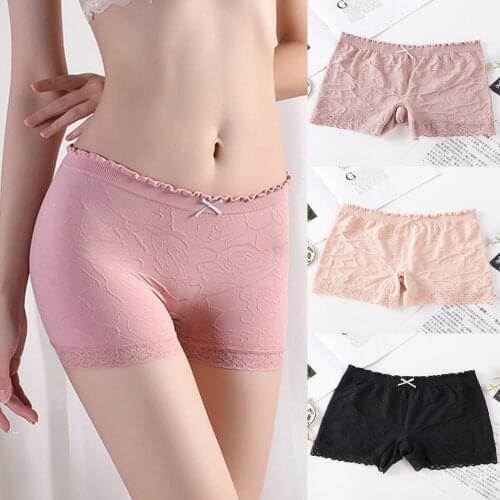 Women Sport Safety Panties Fashion Sexy Lingerie Lace Breathable Soft Stretch Underpant Female Underwear Solid Color Girls Panty