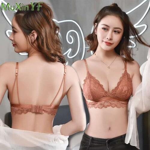 Womens Underwear 2021 New Lace Tube Top Sexy Beautiful Back Strap Bralette Korean with Chest Pad Triangle Cup Female Lingerie