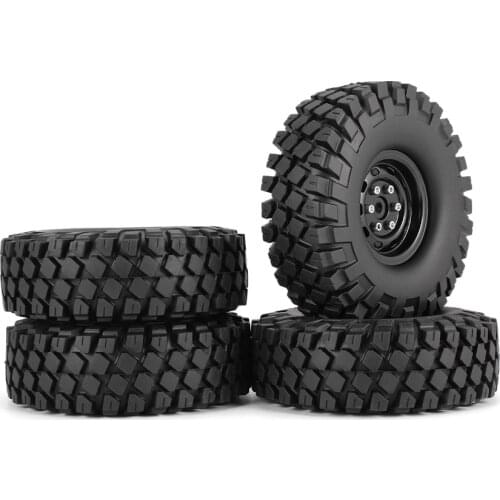 4Pcs 1.9 Inch 115mm Rubber Tires RC Crawler Car Part Tire with Metal Wheel Rim Set for 1/10 Traxxas TRX-4 SCX10 RC4 D90