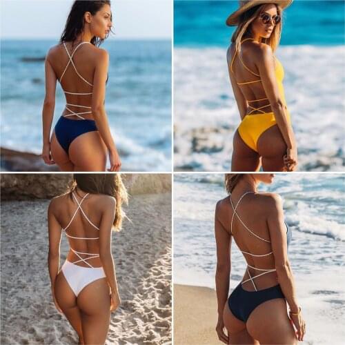 2021 Sexy One Piece Swimsuit Women Swimwear Female Solid Black Thong Backless Monokini Bathing Suit S M L