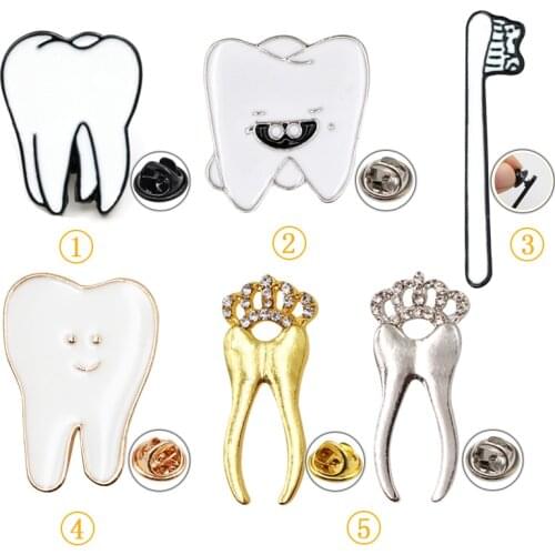 5 Different Tooth Shapes Cartoon Enamel Pins Badge Women Men Personality Style Denim Jacket Pin Badge Funny Gift Fashion Jewelry