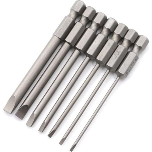 7pcs S2 alloy steel flat-blade screwdriver bit 1.6mm-6.0mm multi-function electric screwdriver bit, manual screwdriver bit