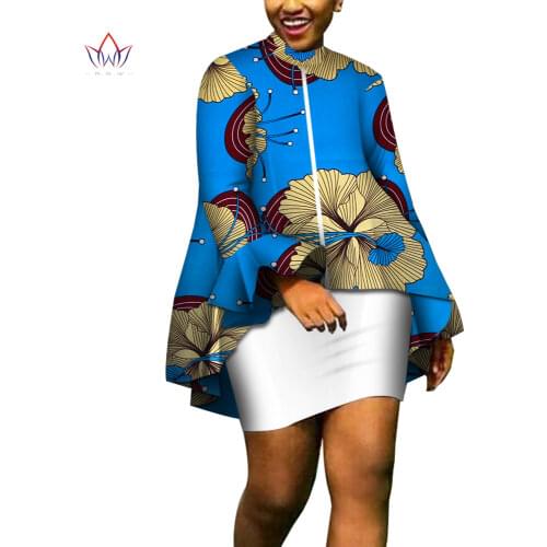 African Women Clothing 2 Piece Set Women Dress Suit Crop Top and Skirt Women Bazin Riche Women African Clothing WY4713