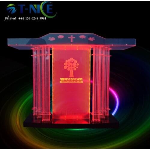 AKLIKE Top Grade Custom Remote Control LDE Light Exquisite Podium Floor Standing Lectern Church Pulpit Large Desktop Platform