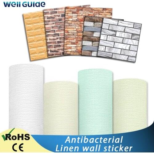 Antibacterial linen wall paper Self Adhesive Waterproof 3D Wallsticker DIY Brick stone for Living Room Bedroom Wall Decals Vinyl