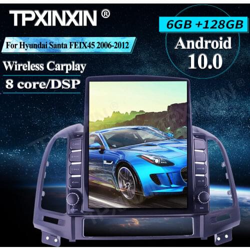 For Hyundai Santa FE/IX45 2006-2012 Tesla Style 6+128G Android 10 GPS Car Multimedia Tesla Player Headunit Audio Radio Navigtion