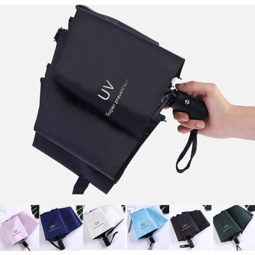 Automatic Umbrella 3 Folding Pure Color Umbrella Anti-UV Waterproof Portable Travel parasol Fashion Windproof Women Umbrella