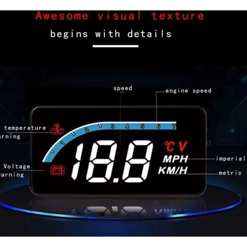 L1 Car OBD 2 II HUD Head Up Display Windshield Speed Projector Auto Overspeeding Water Temp Warning Pro Visture Alarm System