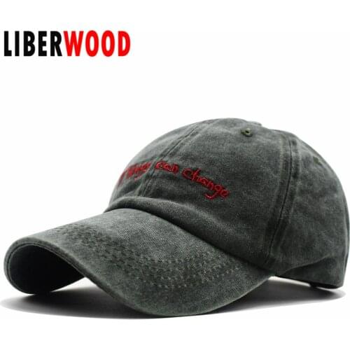 LIBERWOOD Washed Cotton Baseball Cap Things can change Snapback Hat For Men Women Dad Hat Embroidery Casquette Hip Hop Cap