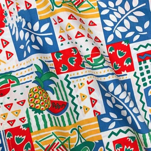 Bohemian Cartoon Printed Cotton Poplin Fabric Geometric Pattern Thin Cloth Tissu Sewing Dress Patchwork Handmade DIY Home Decor