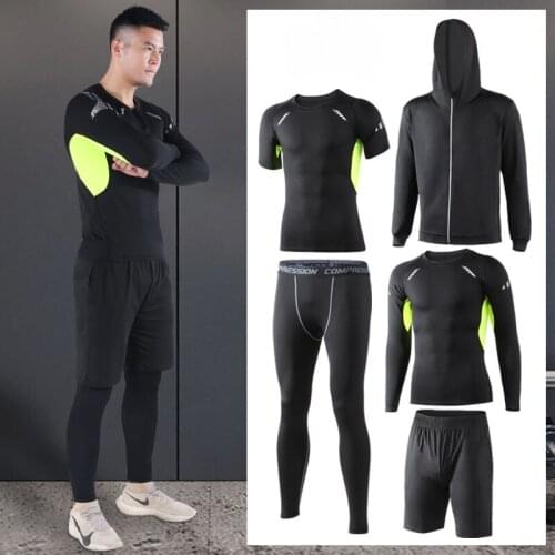 Quick Dry Sports Suit 2020 Men Running Set Jogging Basketball Underwear Sportswear Gym Tights Running Tracksuit Training Clothes
