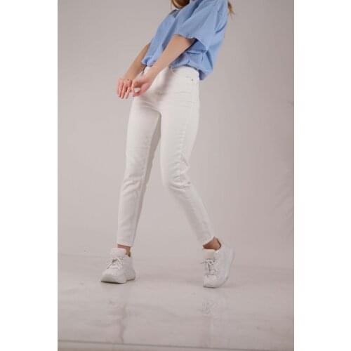 2021 New Spring High Waist Mom Jeans Woman Fashionable Casual Straight Pants White Female Washed Denim Skinny Pencil