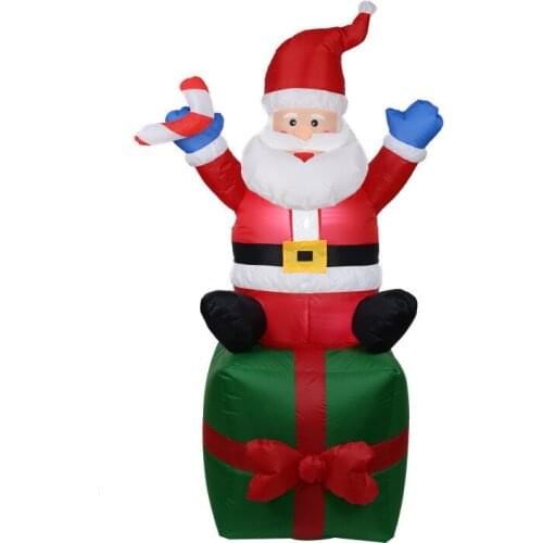 Giant 1.8m LED Inflatable Christmas Santa Claus with Gift Night Light Doll Garden Yard New Year Festival Party Props Decoration