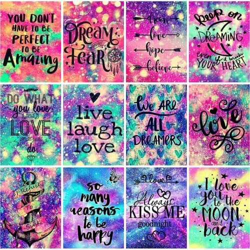 HUACAN 5D DIY Diamond Painting Full Square New Arrival Text Diamond Embroidery Cross Stitch Love Rhinestones Mosaic Wall Art