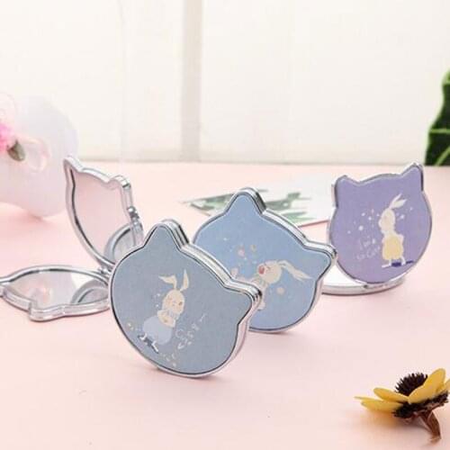Newest Pocket Portable Makeup Mirror Cute Rabbit Travel Foldable Makeup Mirrors Vanity 3 Folding Adjustable Dormitory Mirror