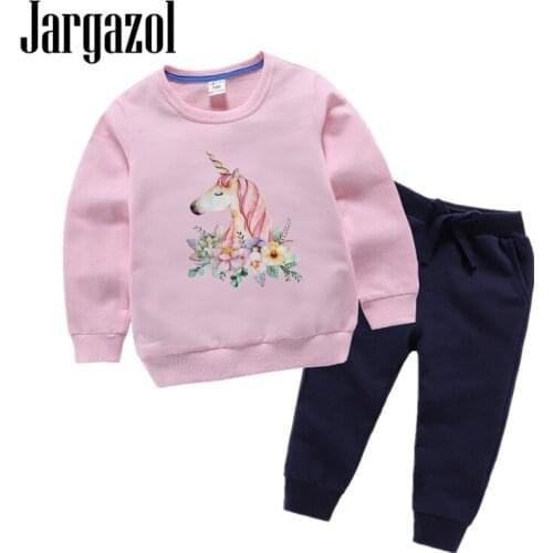 Girl Clothing Set Cartoon Unicorn Printed Spring Long Sleeve Sweatshirt&pants Toddler Boy Clothes Kids Outfits Children Costume