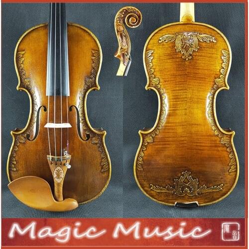 With Beautiful Handcrafts! Strad Royal "Fleur de Lys" Violin Size 4/4 #2296, Excellent varnish style
