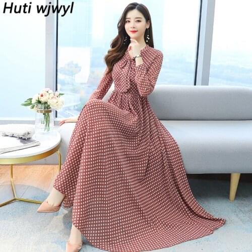 Summer Vintage 4XL Plus Size Boho Print Dot Sundress Elegant Women Bodycon Party Vestidos 2021 Chiffon Beach Vacation Maxi Dress