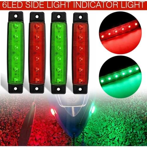 Mayitr 4pcs 6LED Red Green Boat Navigation LED Light Signal Stern Lights Boats Starboard Lamp For Car Auto Accessories