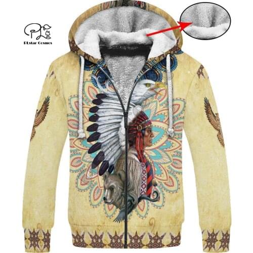 PLstar Cosmos Indian Native Wolf Animal Autumm Winter Pullover Funny 3Dprint Men/Women NewFashion Coat Fleece Jacket Hoodies B-2