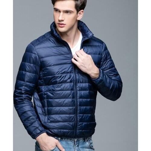 2021 New Autumn Winter Solid Parkas Man Duck Down Jacket Ultra Light Thin Plus Size Jackets Men Stand Collar Outerwear Coat Y003