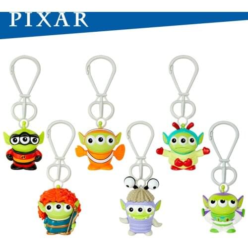 Original Pixar Alien Remix Keychain Buzz Lightyear Merida Boo Key Chain Gag Decoration Clip Pedant Anime Figure Mini Gifts Toys