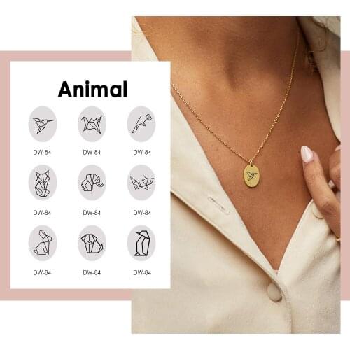 Visunion Laser Engraved Necklace Not Faded Custom Origami Animals Cute Elegant Cat Pattern Necklace Jewelry for Women Wholesale