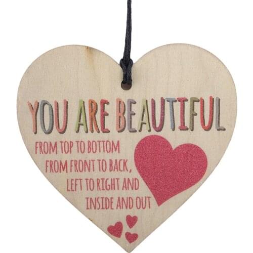 Heart-shaped Decor Pendant Wooden Love Lettering DIY Painted Wooden Hanging Board Crafts Home Wedding Party Decoration