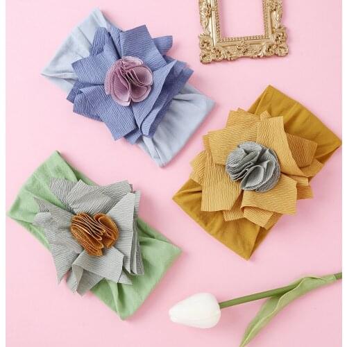 6colors Baby Hair Accessories Headband Nylon Soft flower headband Sunflower Seamless No trace Hair Band Headdress Princess