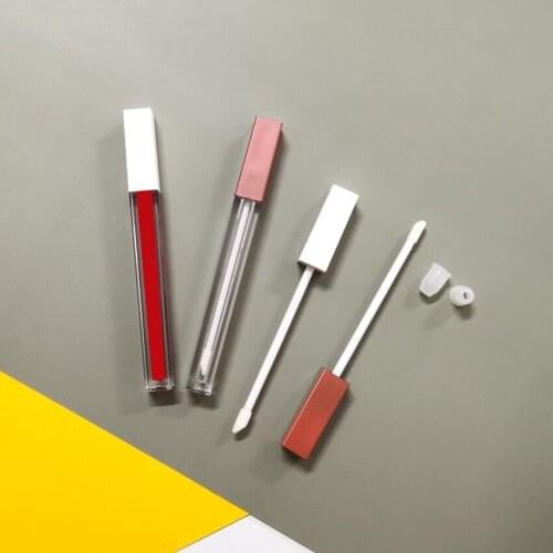 30/50pcs Clear 2ml Empty Lip Gloss Tubes Square White Lid Nude Cap Cosmetic Lipgloss Container with Stopper DIY Lip Glaze Bottle