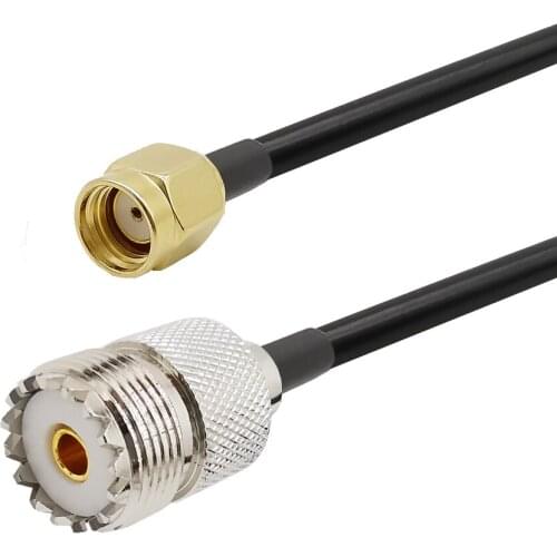 RF Cable RP-SMA Male to UHF SO-239 Female RG58 Coaxial Cable For Yaesu Icon Alinco Kenwood Wouxun UHF SO-239 to RP SMA Adapter