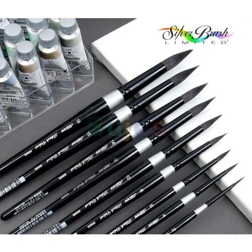 Silver Brush Limited 3000S16 Black Velvet Round Brush for Watercolor, Black Fleece Squirrel Hair,Artist Quality,Art