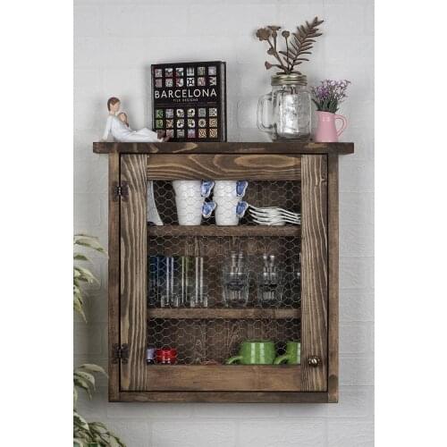 Solid Wood Wire Cabinet Wall Rack