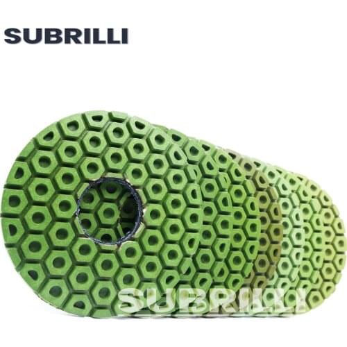 SUBRILLI 7pcs 125mm Diamond Edge Polishing Pads Ceramic Glass Granite Grinding Wheel 5 Inch Wet Sanding Pad Flexible Aggressive