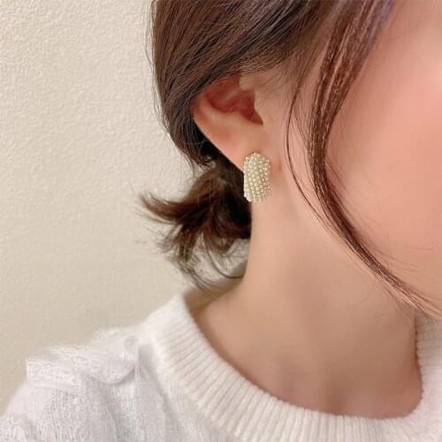 TIMEONLY Luxury Multi Layering Imitation Pearl Earring for Women Lady Stud Earrings Irregular Elegant Charm Jewellery Wedding