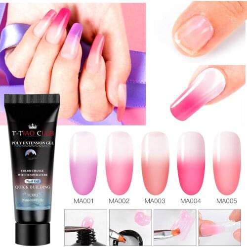 20ML Acrylic Poly Thermal Quick Extension Nail UV Gel Pink White Clear Nude Soak off UV LED Builder Nail Gel Building Nails Art