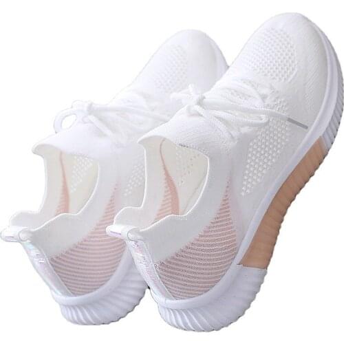 2021 White Shoes Womens Shoes New Breathable Leisure Sports Mesh Joker Summer Thin Hollow White Shoes -B-DZ