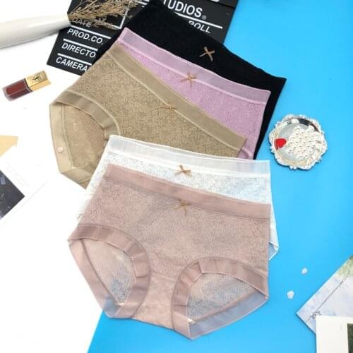 Womens underwear, cotton, comfortable, solid color, lace,simple briefs, no curling panties