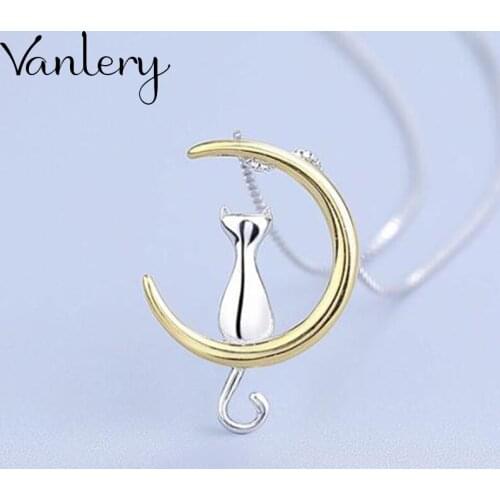 Trendy Moon Cat Choker Necklaces For Women Fashion Long Sweater Chain Necklaces 2021 Party Jewelry Gift